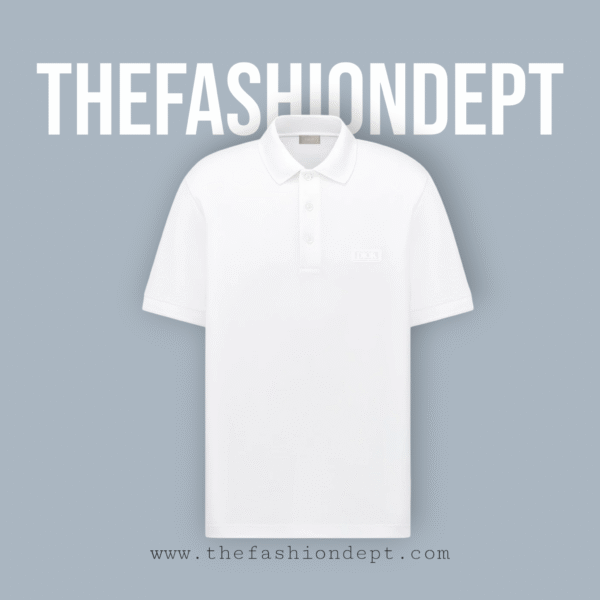 Classic White Polo with "DIOR" Embroidery