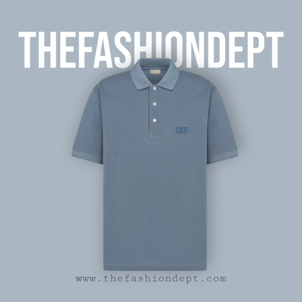 Classic Blue Polo with "DIOR" Embroidery