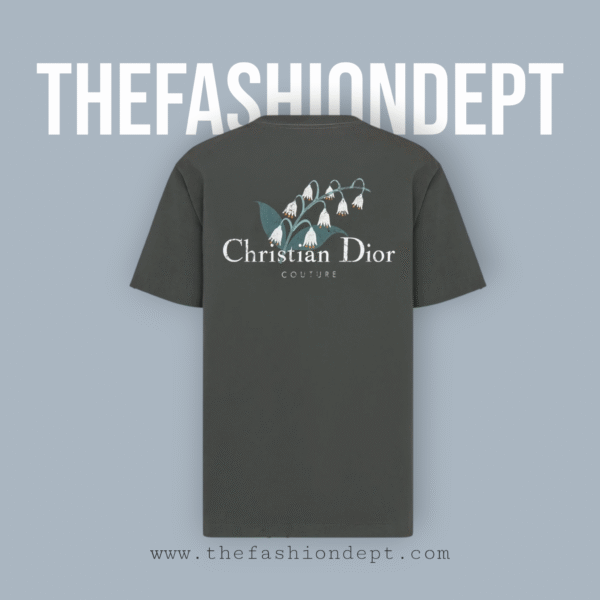 Relaxed-fit T-shirt with Christian Dior Couture Lily of the Valley-print Gray