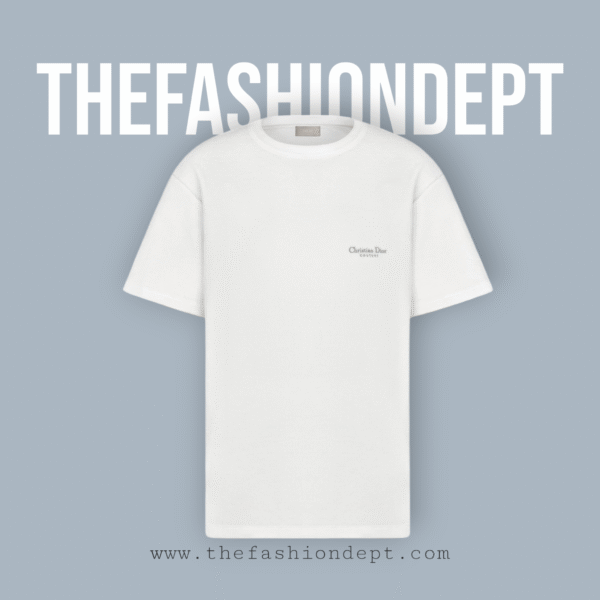 Terry Cloth Creme/White Relaxed-fit T-shirt with Christian Dior Couture detail