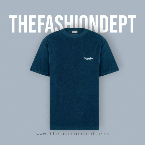 Terry Cloth Relaxed-fit Blue T-shirt with Christian Dior Couture detail