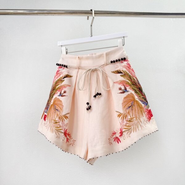 Ascension beaded floral linen shorts