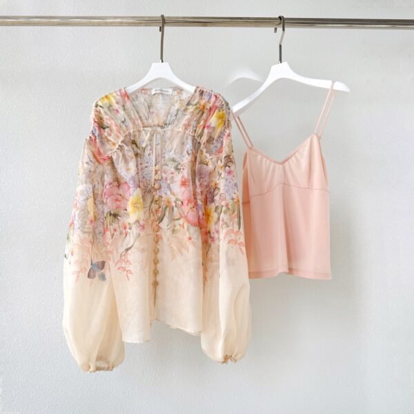 Illuminate drawn blouse ivory tropical