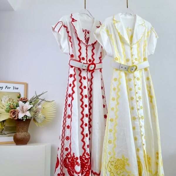 Lucky embroidered linen minidress