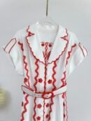Lucky embroidered linen minidress red
