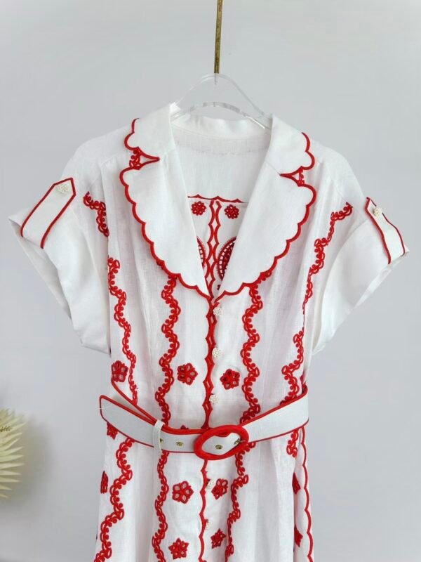 Lucky embroidered linen minidress red - Image 2