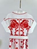 Lucky embroidered linen minidress red