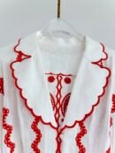 Lucky embroidered linen minidress red