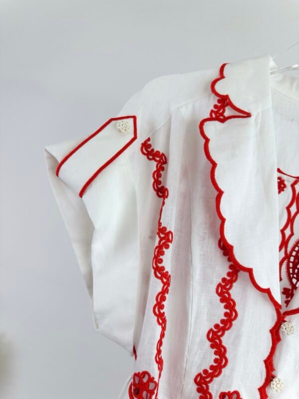 Lucky embroidered linen minidress red - Image 6