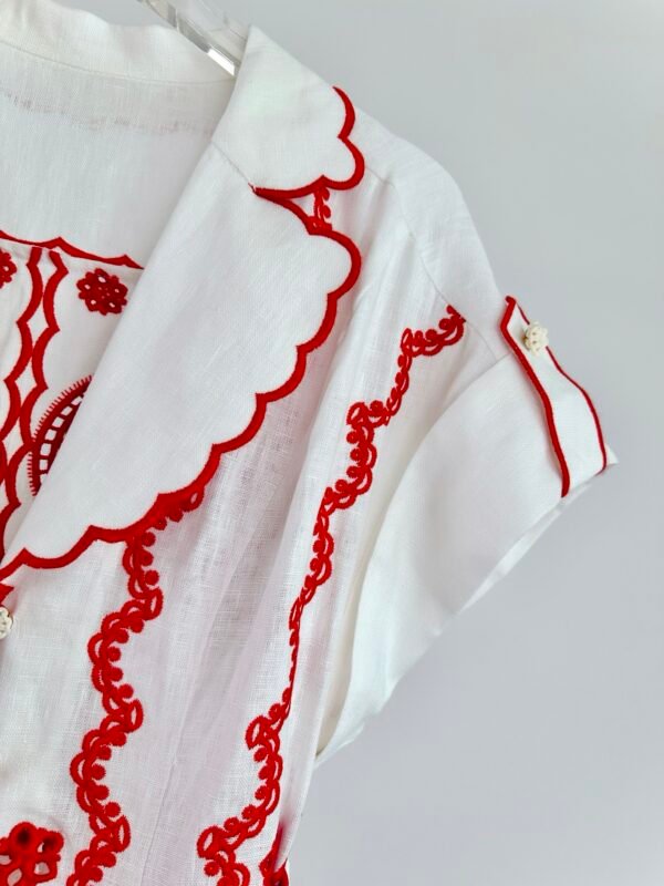 Lucky embroidered linen minidress red - Image 7