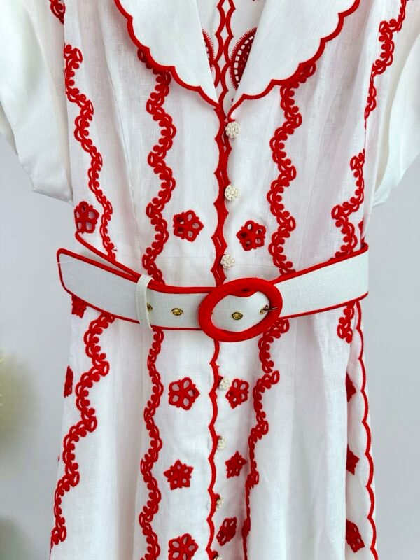 Lucky embroidered linen minidress red - Image 8