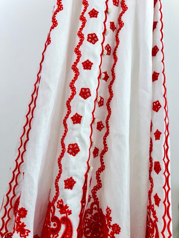 Lucky embroidered linen minidress red - Image 9