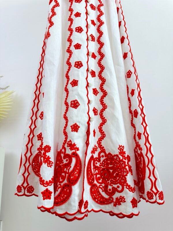 Lucky embroidered linen minidress red - Image 10