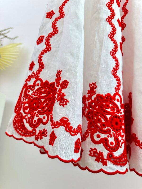 Lucky embroidered linen minidress red - Image 11