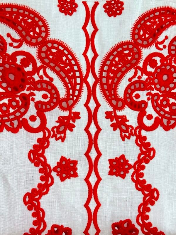 Lucky embroidered linen minidress red - Image 12