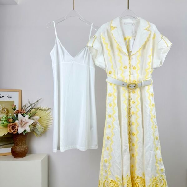 Lucky embroidered linen minidress yellow