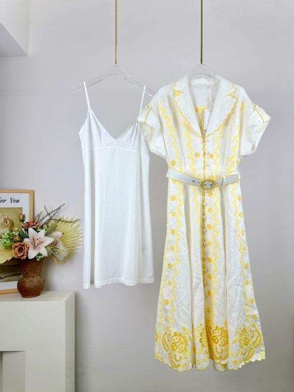 Lucky embroidered linen minidress red - Image 14