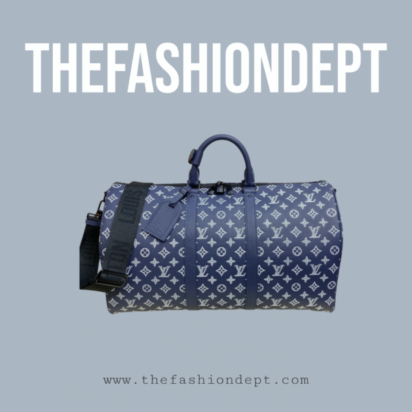 Keepall Bandoulière 50 Duffle Bag Blue White Monogram