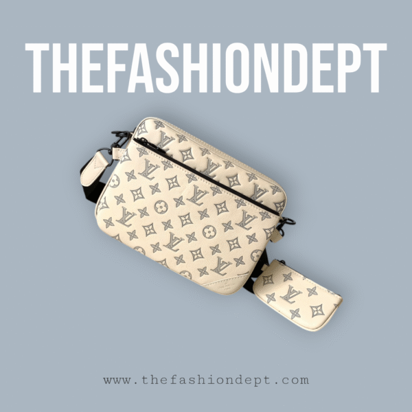 Trio Messenger Bag Leather Monogram Cremé