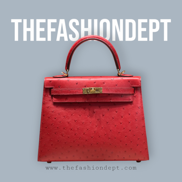Kelly 25 red, ostrich