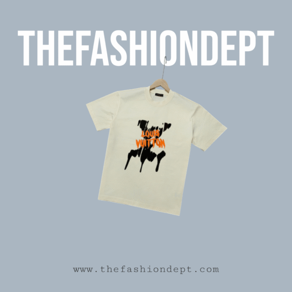 Relaxed fit T-Shirt "LV" Drippy Print Beige