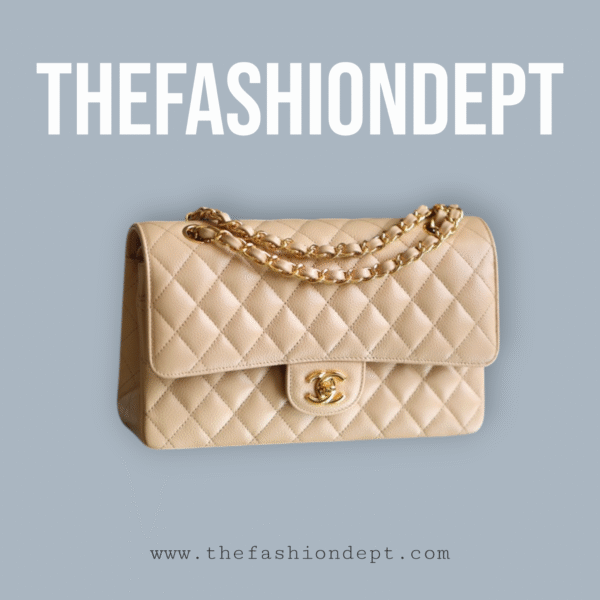 Flap bag medium caviar beige, gold