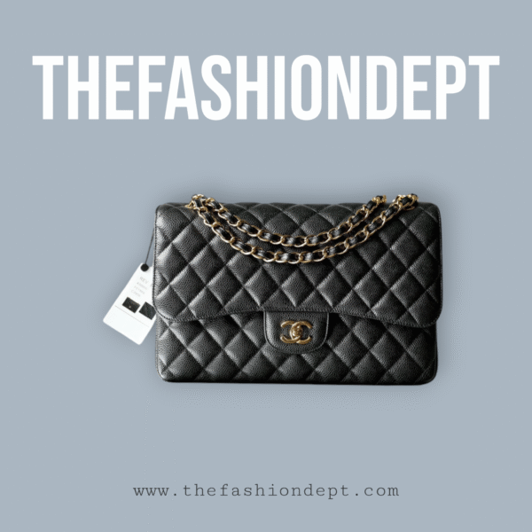 Flap bag jumbo caviar black, silver