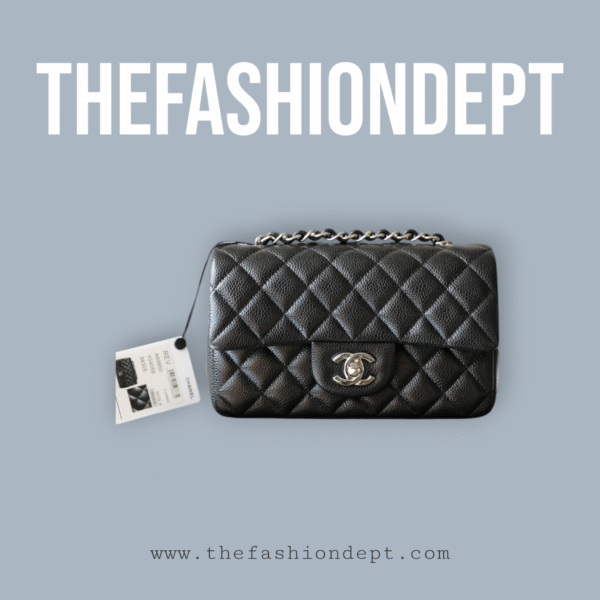 Flap bag mini caviar black, silver