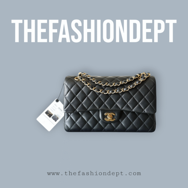Flap bag medium lambskin black, gold
