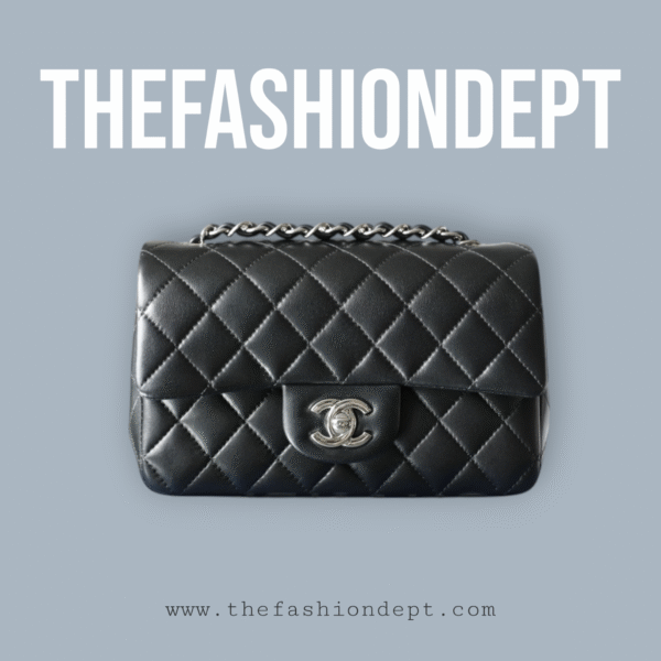 Flap bag mini lambskin black, silver
