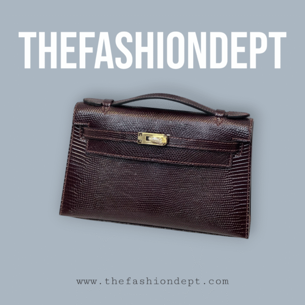 Kelly pochette lizard bourgondy, gold