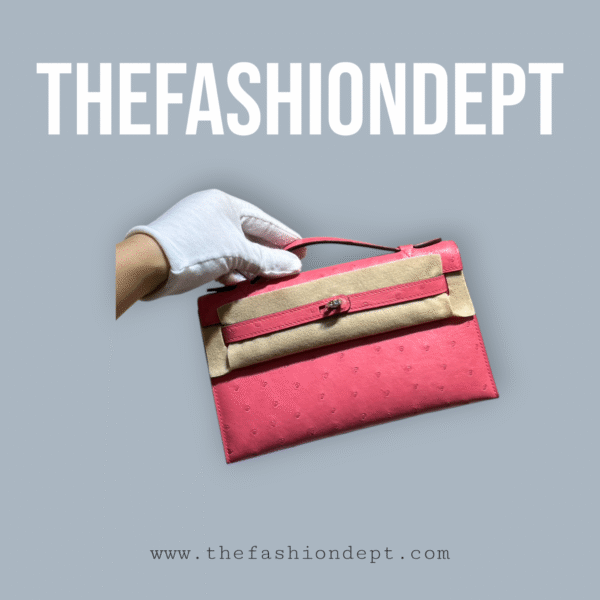 Kelly pochette ostrich pink