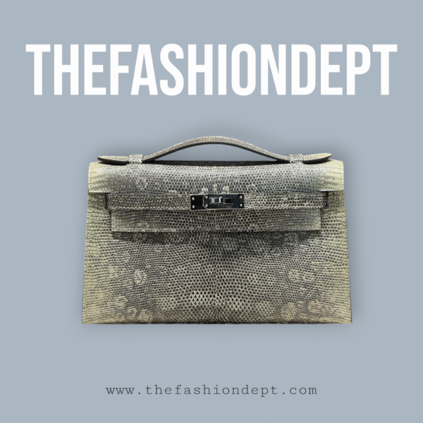 Kelly pochette lizard natural, silver