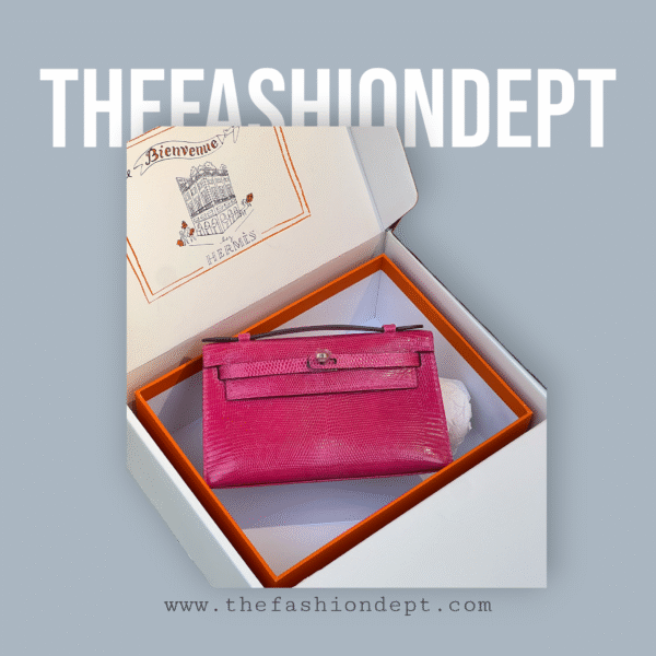 Kelly pochette lizard pink