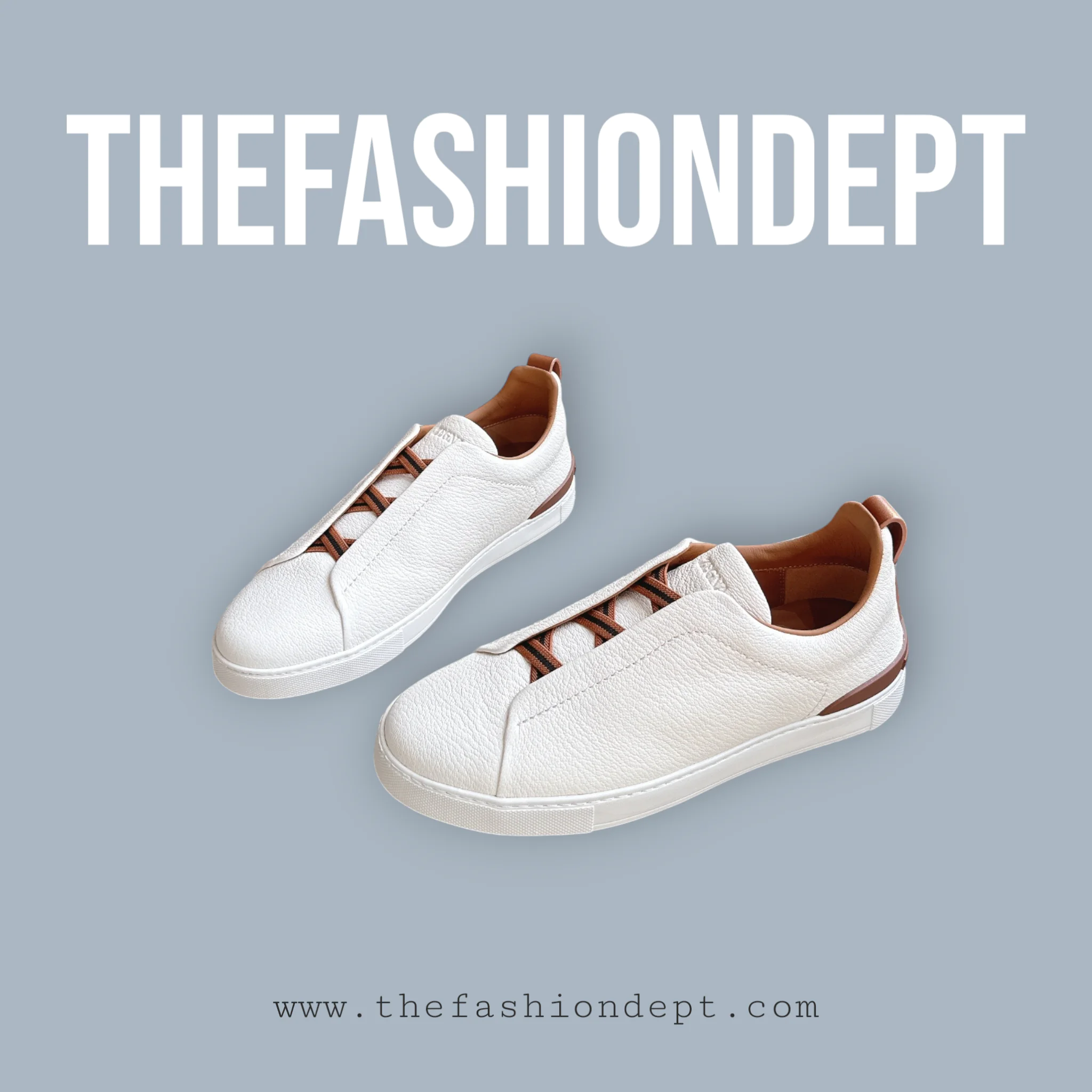 ZEGNAWHITELEADER1 Triple Stich Leather White Brown