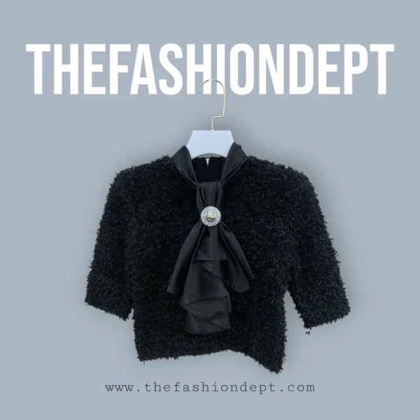 Black Silk Ascot Collar Top1 Black Silk Ascot Collar Top1